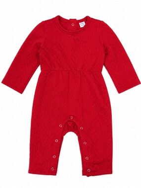 PatPat Red Long-Sleeve Quilted One-Piece Bodysuit